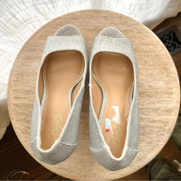 Thalia Sodi Lena Silver Beaded Heel Open Toe Sparkly Pumps,‎ 9, NWOB - Picture 4 of 7